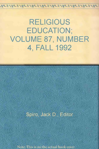 Book RELIGIOUS EDUCATION; VOLUME 87, NUMBER 4, FALL 1992 free