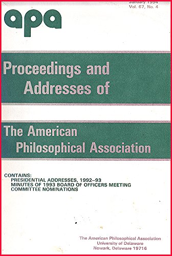 Book Proceedings and Addresses of the American Philosophical Association free