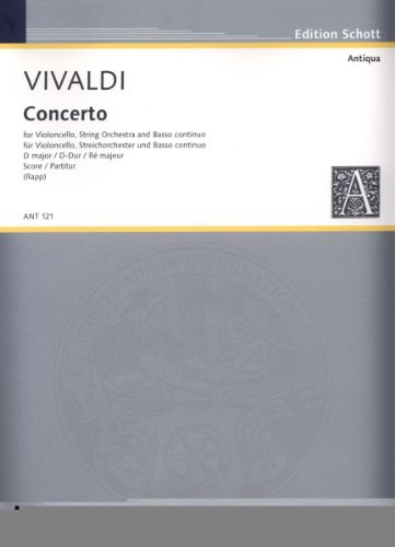 Book SCHOTT IVALDI ANTONIO - CONCERTO D MAJOR RV 404 - CELLO, STRING ORCHESTRA AND HARPSICHORD Partition classique Cordes Violoncelle free
