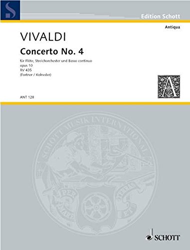 Book SCHOTT VIVALDI ANTONIO - CONCERTO NO 4 G MAJOR OP 10/4 RV 435/PV 104 Partition classique Bois Flûte traversière free