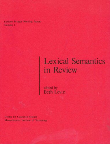 Book Lexical Semantics in Review (Lexicon Project Working Papers) free