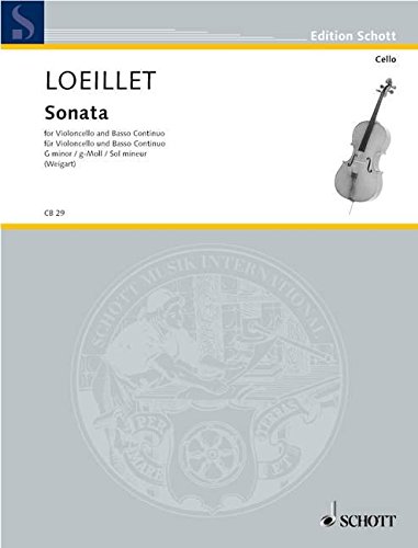 Book SCHOTT DE GANT LOEILLET - SONATA G MINOR - VIOLONCELLE, BASSE CONTINUE Classical sheets Cello free