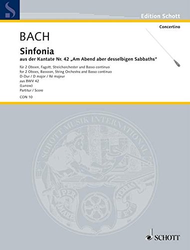Book Sinfonia BWV 42 - D-Dur - 2 hautbois, basson, orchestre à cordes et basse continue (clavecin ou orgue) - Partition - CON 10 free