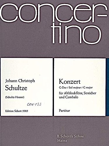 Book Konzert G-Dur - flûte à bec alto, cordes et clavecin - Partition - CON 133 free