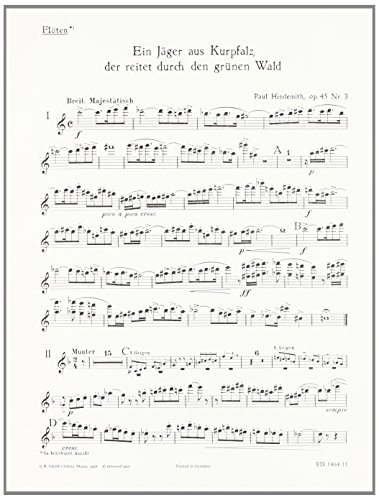 Book Ein Jäger aus Kurpfalz op. 45/3 - Sing- und Spielmusik für Liebhaber und Musikfreunde - Instruments à cordes et à vent - Partie séparée Flöte - ED 1464-11 free