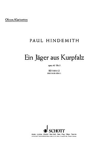 Book Ein Jäger aus Kurpfalz op. 45/3 - Sing- und Spielmusik für Liebhaber und Musikfreunde - Instruments à cordes et à vent - Partie séparée Oboe/Klarinette - ED 1464-12 free