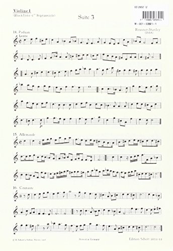 Book Musikalische Tafel-Erlustigung Band 2 - (Brieg 1668) - 3 variable instruments melodiques et basse continue - Partie séparée Sopran-Blockflöte (Violine I) - ED 2652-12 free