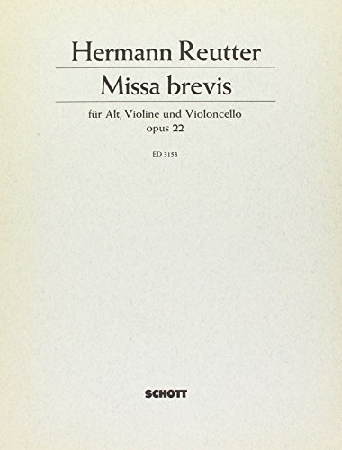 Book Missa brevis op. 22 - alto, violon et violoncelle - Partition vocale/chorale et instrumentale - ED 3153 free