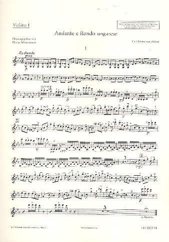 Book SCHOTT WEBER CARL MARIA VON - ANDANTE AND RONDO UNGARESE - VIOLA AND ORCHESTRA Partition classique Cordes Alto free