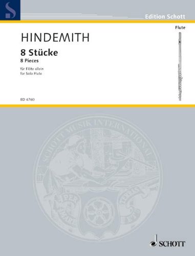 Book SCHOTT HINDEMITH PAUL - 8 PIECES - FLUTE Partition classique Bois Flûte traversière free