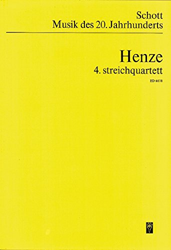 Book SCHOTT HENZE HANS WERNER - 4. STRING QUARTET - STRING QUARTET Partition classique Ensemble et orchestre Ensemble à cordes free