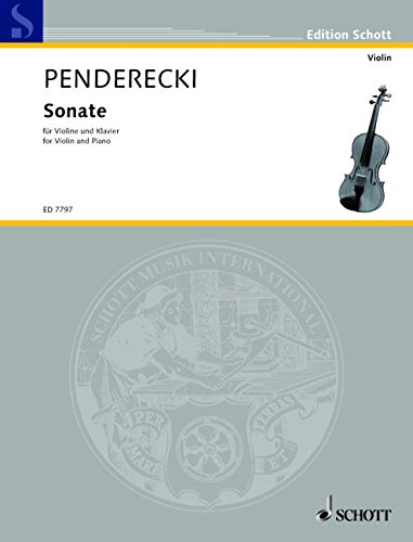 Book SCHOTT PENDERECKI KRZYSZTOF - SONATA - VIOLIN AND PIANO Classical sheets Violin free