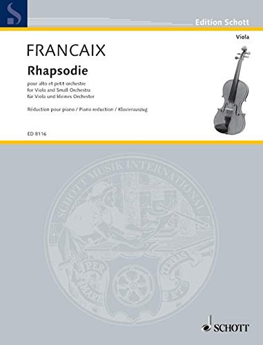 Book Francaix: Rhapsody - for Viola and Small Orchestra (Solo Part with Piano Reduction) free