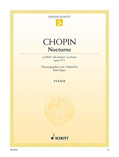 Book SCHOTT CHOPIN FREDERIC - NOCTURNE G MINOR OP. 37/1 - PIANO Partition classique Piano - instrument à clavier Piano free