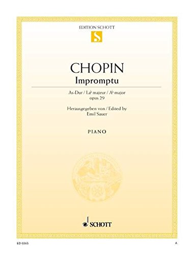 Book SCHOTT CHOPIN FREDERIC - IMPROMPTU A FLAT MAJOR OP. 29 - PIANO Partition classique Piano - instrument à clavier Piano free