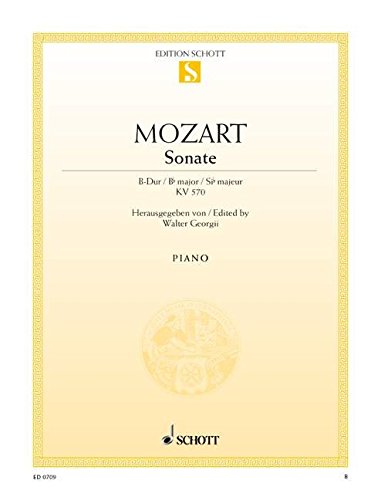 Book SCHOTT MOZART W.A. - SONATA B FLAT MAJOR KV 570 - PIANO Partition classique Piano - instrument à clavier Piano free