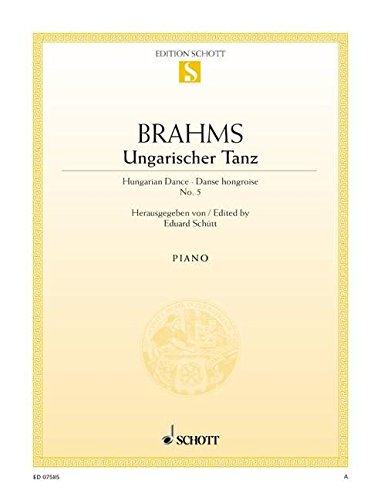 Book SCHOTT BRAHMS JOHANNES - HUNGARIAN DANCE NO. 5 - PIANO Partition classique Piano - instrument à clavier Piano free