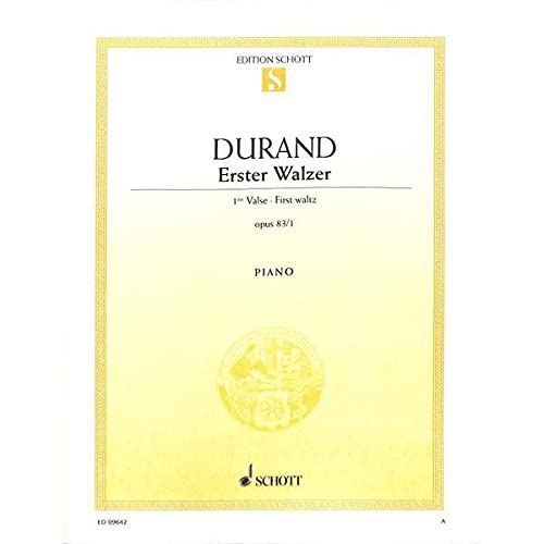 Book SCHOTT DURAND AUGUSTE - FIRST WALTZ E FLAT MAJOR OP. 83/1 - PIANO Partition classique Piano - instrument à clavier Piano free
