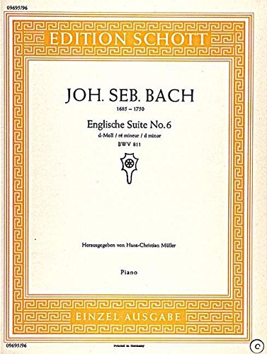 Book ENGLISCHE SUITE NR. 6 D-MOLL BWV 811 PIANO free