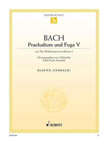Book Partitions classique SCHOTT BACH J.S. - PRELUDE V AND FUGUE V D MAJOR BWV 850 - PIANO Piano free
