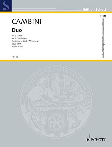 Book SCHOTT CAMBINI GIOVANNI GIUSEPPE - DUO E MINOR OP. 11/4 - 2 FLUTES Partition classique Bois Flûte traversière free