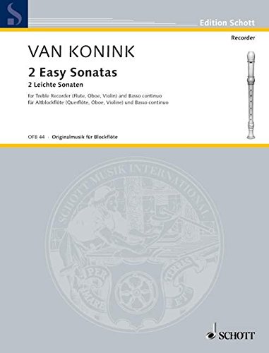 Book SCHOTT KONINK SERVAAS VAN - TWO EASY SONATAS Partition classique Bois Flûte à bec free