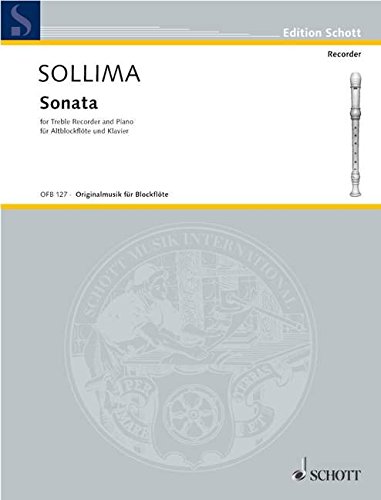 Book SCHOTT SOLLIMA ELIODORO - SONATA - TREBLE RECORDER AND PIANO Partition classique Bois Flûte à bec free