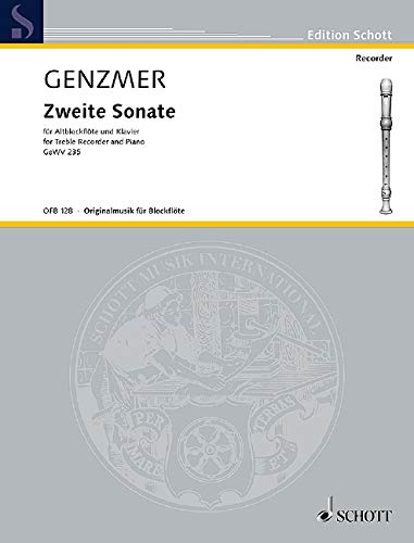 Book SCHOTT GENZMER HARALD - 2 SONATA - TREBLE RECORDER AND PIANO Partition classique Bois Flûte à bec free