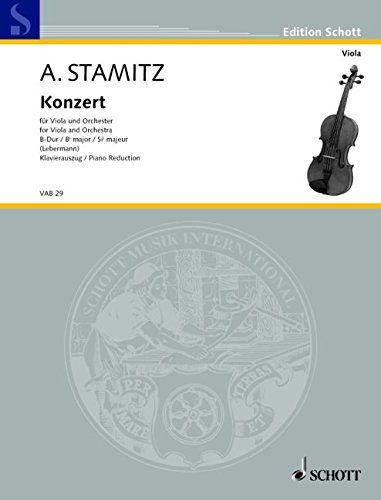 Book SCHOTT STAMITZ ANTON - CONCERTO BB MAJOR - VIOLA AND STRING ORCHESTRA Partition classique Ensemble et orchestre Ensemble à cordes free