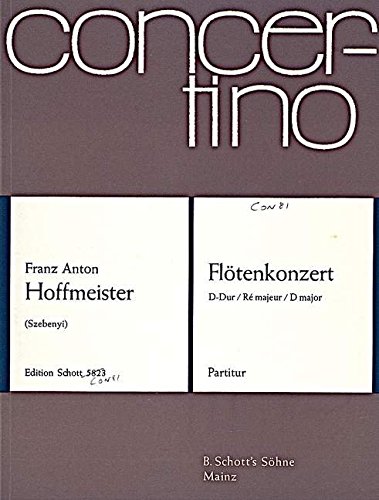 Book SCHOTT HOFFMEISTER F.A. - FLUTE CONCERTO D MAJOR - FLUTE AND ORCHESTRA Partition classique Bois Flûte traversière free