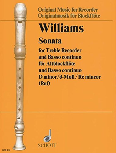 Book SCHOTT WILLIAMS SONATA D MINOR Partition classique Bois Flûte à bec free
