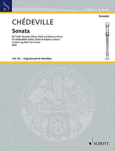 Book SCHOTT CHÉDEVILLE ESPRIT-PHILIPPE - SONATA G MINOR OP 10/9 Partition classique Bois Flûte à bec free