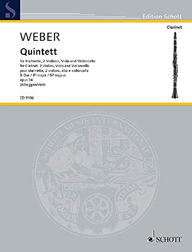 Book Quintett B-Dur op. 34 JV 182; WeV P.11 - clarinette et quatuor à cordes - Partition et parties - ED 9186 free