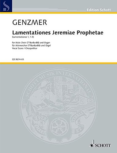 Book Lamentationes Jeremiae Prophetae - (Lamentationes 1, 1-5) - choeur d'hommes (TTBarBarBB) et orgue - Partition de choeur - ED 9674-01 free