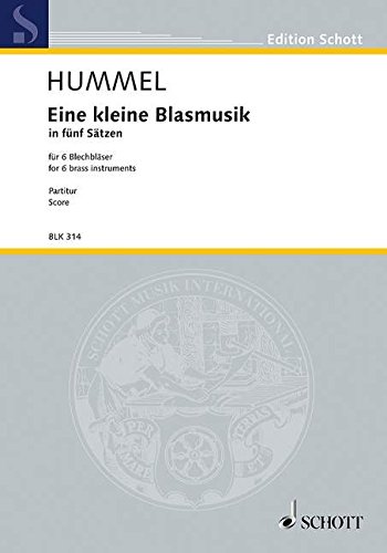 Book Eine kleine Blasmusik - in fünf Sätzen - 6 cuivres - Partition - BLK 314 free