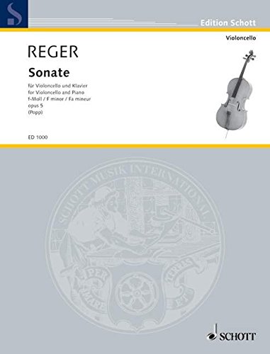 Book Partition classique SCHOTT REGER MAX - SONATA F MINOR OP. 5 - CELLO AND PIANO Violoncelle free