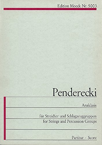 Book Anaklasis - pour cordes et groupes de percussion - cordes et batterie - Partition d'étude - ED 20158 free