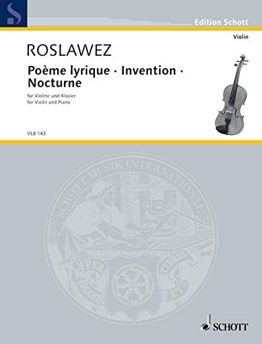 Book Poème lyrique; invention; nocturne : for violin and piano free