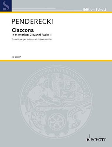 Book Chaconne in Memoriam John Paul II: Transcription for Violin and Viola (Cello) free