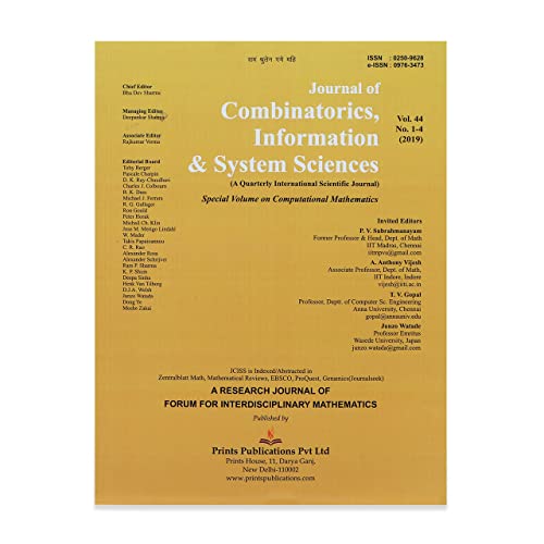 Book Journal of Combinatorics, Information & System Sciences : A Quarterly International Scientific Journal - Vol. 44 (4 Issue) free