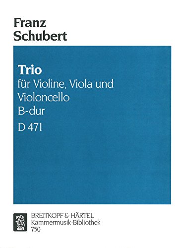 Book EDITION BREITKOPF SCHUBERT FRANZ - STREICHTRIO B-DUR D 471 - VIOLIN, VIOLA, CELLO Partition classique Ensemble et orchestre Ensemble à cordes free