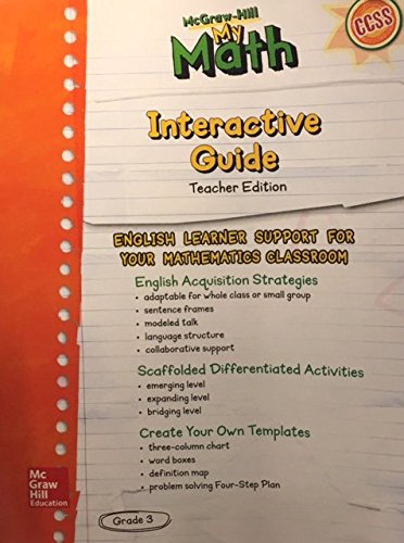 Book McGraw Hill My Math Interactive Guide Teacher Edition Grade 3 CCSS Common Core free