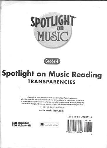 Book Spotlight on Music, Grade 4, Spotlight on Reading Music Transparencies (ELEMENTARY SPOTLIGHT ON MUSIC) free