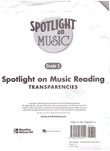 Book Spotlight on Music, Grade 5, Spotlight on Reading Music Transparencies (ELEMENTARY SPOTLIGHT ON MUSIC) free