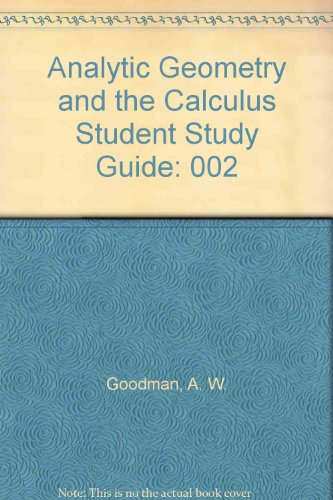 Book Analytic Geometry And The Calculus Student Study Guide free