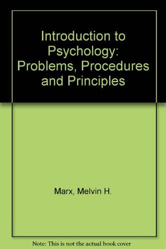 Book Introduction To Psychology : Problems, Procedures And Principles free