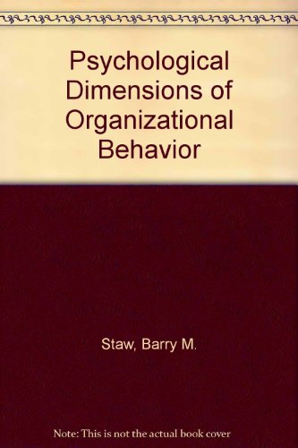 Book Psychological Dimensions of Organizational Behavior free