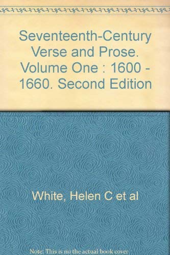 Book Seventeenth Century Verse and Prose: 1600-1660 free