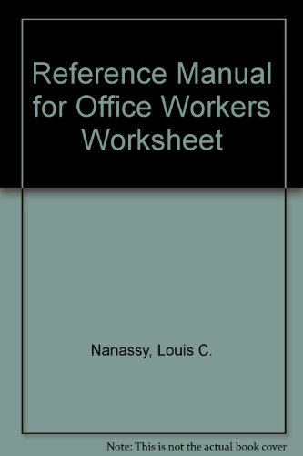 Book Reference Manual For Office Workers Worksheet free