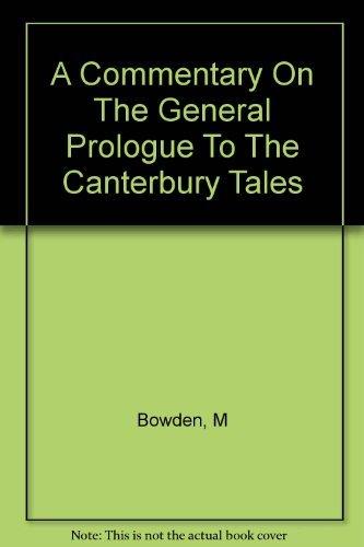 Book A Commentary on the General Prologue to the Canterbury Tales. free